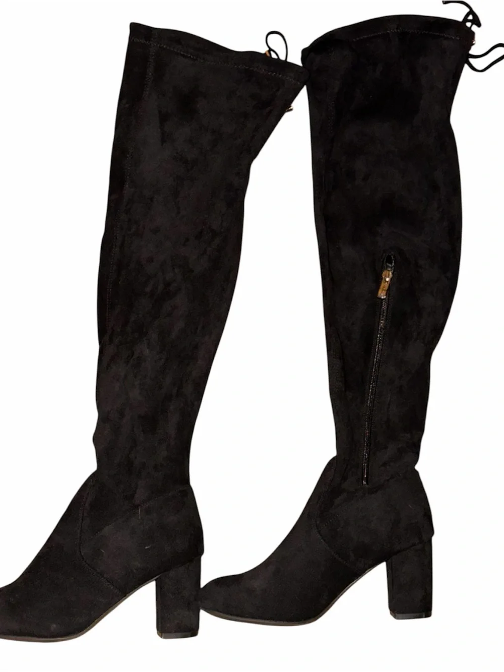 Vepose Black Over-the-Knee Block Heel Boots
